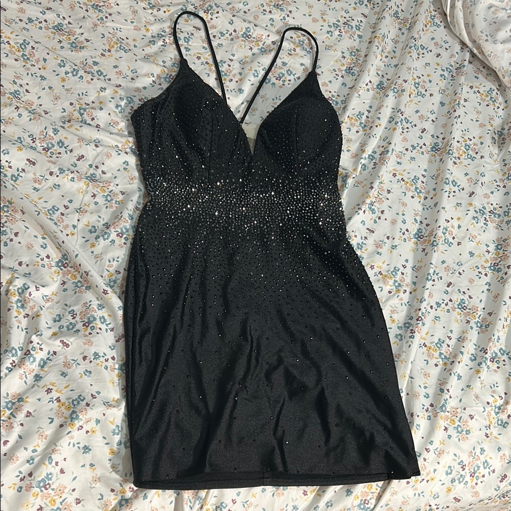 Homecoming Elegant Black Dress with Sparkling Beads